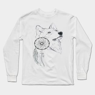 Wolf And Dreamcatcher Long Sleeve T-Shirt